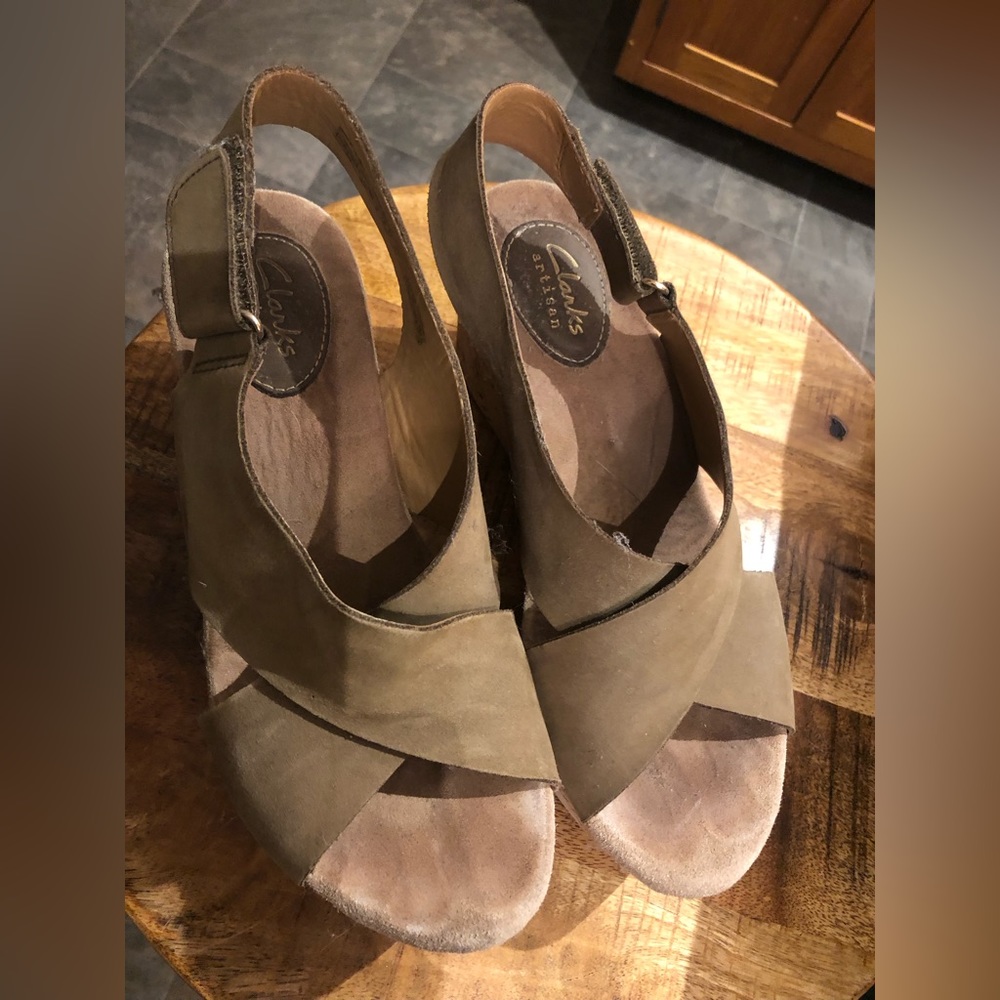 Suede Cork Sole Sandals